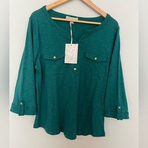NWT Carolyn Taylor TURQUOISE teal green top